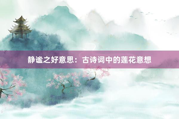 静谧之好意思：古诗词中的莲花意想