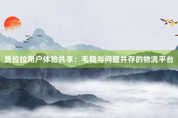 货拉拉用户体验共享：毛糙与问题并存的物流平台